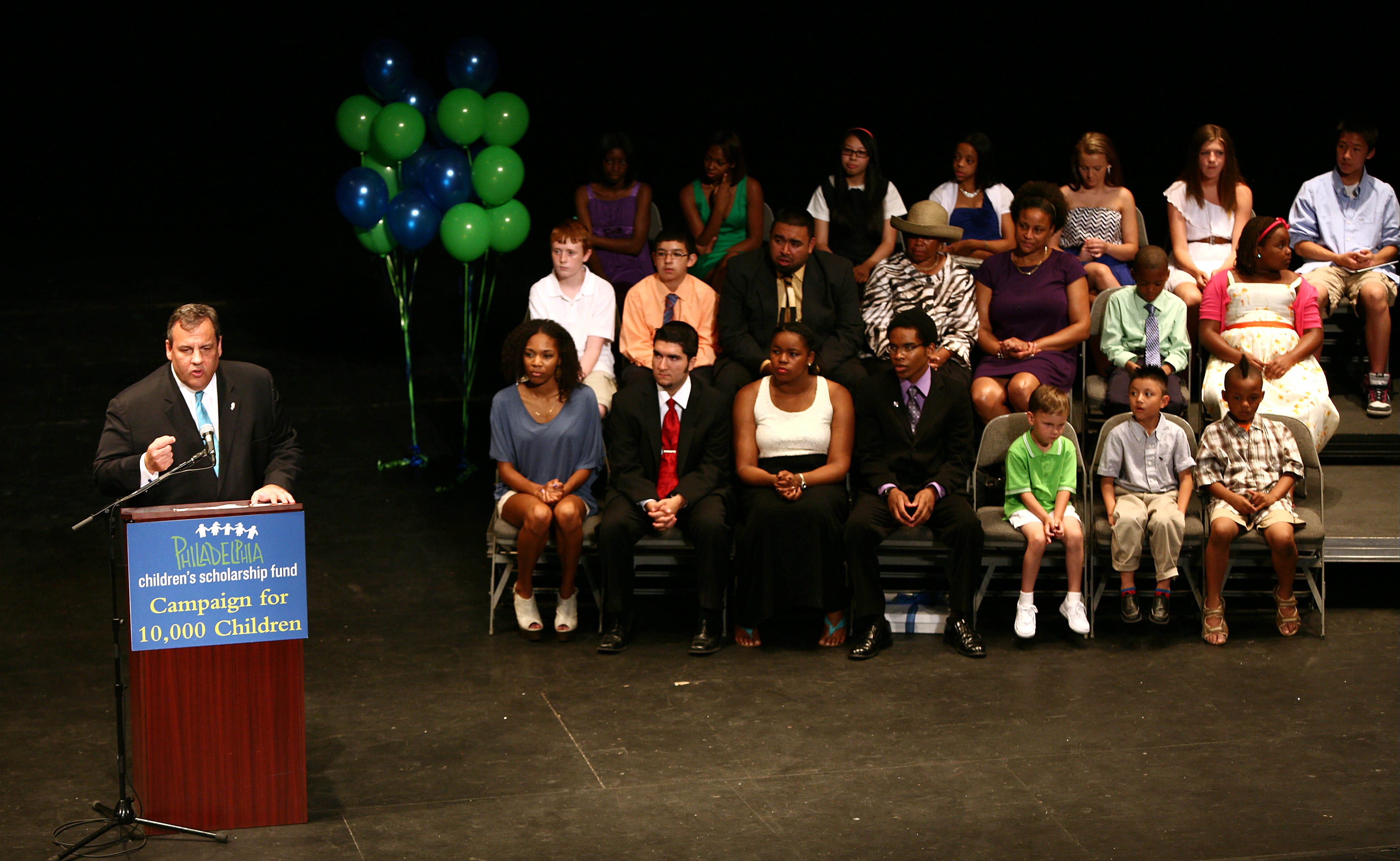 Governor Chris Christie speaks at the Children's Scholarship Fund Philadelphia Student Award Ceremony on Tuesday, June 25, 2013. (Governor's Office/Tim Larsen)