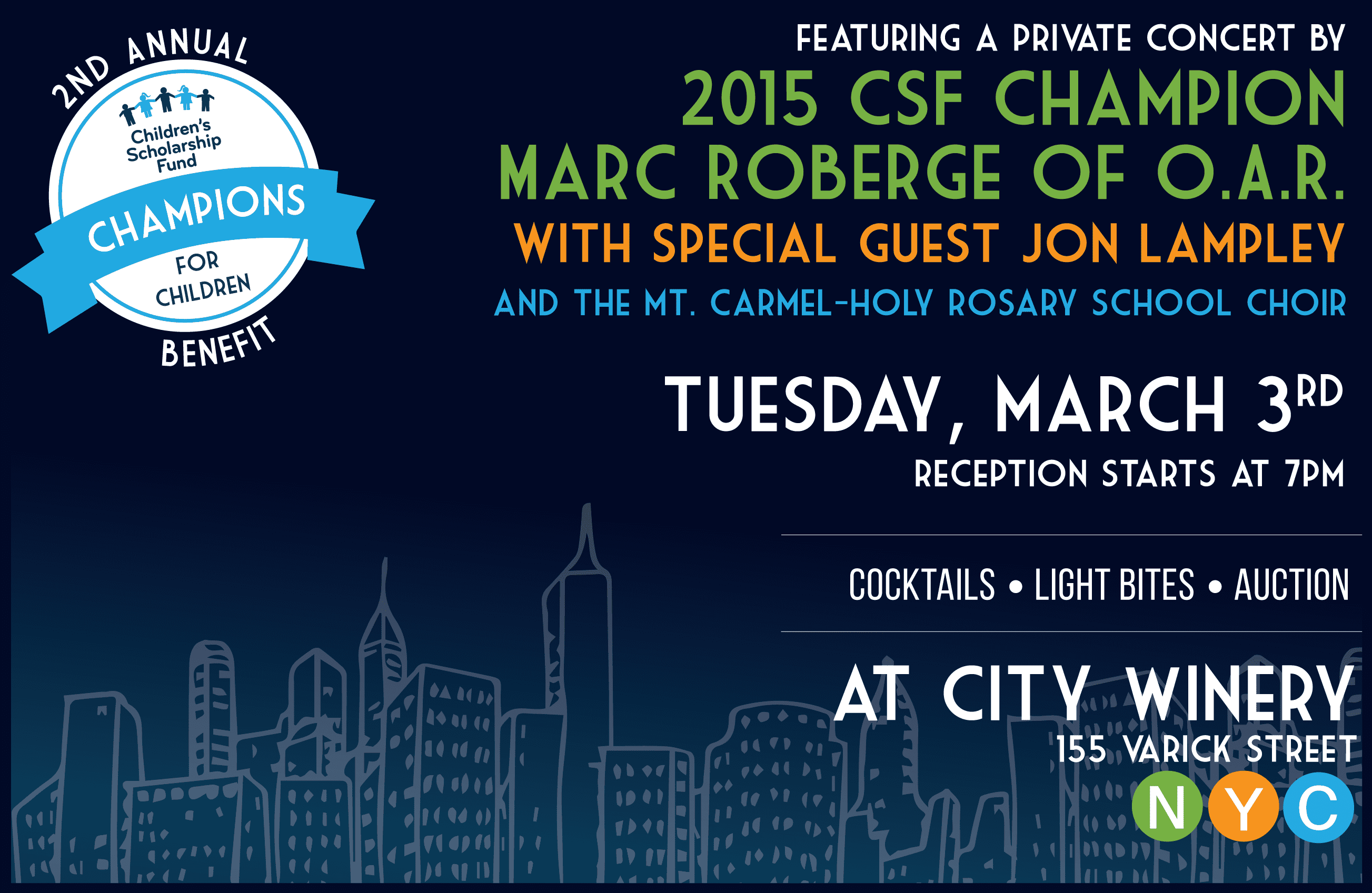 CSF’s Champions Benefit to Honor O.A.R.’s Marc Roberge on March 3rd